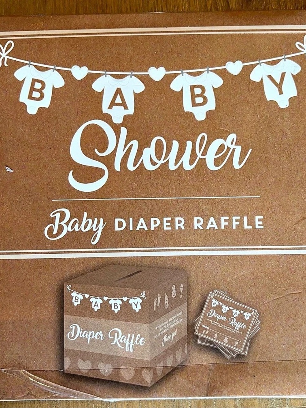 Party Hearty Kraft Diaper Raffle Box and Tickets Set